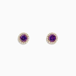 BH Multi Amethyst 14K Yellow Gold Amethyst and Diamond Earrings, 1.12 TCW | Earrings