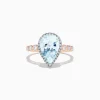 Effy Jewelry Aquarius 14K Rose u0026 White Gold Aquamarine and Diamond Ring, 2.76 TCW | Rings