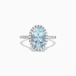 Effy Jewelry Aquarius 14K White Gold Aquamarine and Diamond Ring, 3.45 TCW | Rings