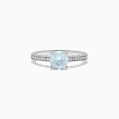 BH Multi Aquarius 14K White Gold Aquamarine and Diamond Ring, 1.09 TCW | Rings