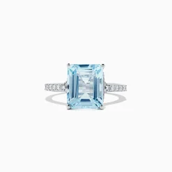 BH Multi Aquarius 14K White Gold Aquamarine and Diamond Ring, 4.12 TCW | Rings