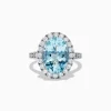 Effy Jewelry Aquarius 14K White Gold Aquamarine and Diamond Oval Ring | Rings