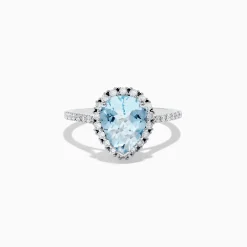 Effy Jewelry Aquarius 14K White Gold Aquamarine and Diamond Teardrop Ring | Rings