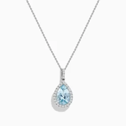Effy Jewelry Aquarius 14K White Gold Aquamarine and Diamond Pendant | Necklaces & Pendants