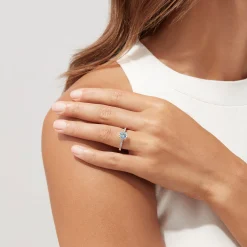 BH Multi Aquarius 14K White Gold Aquamarine and Diamond Ring, 1.09 TCW | Rings