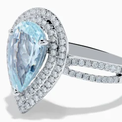 Effy Jewelry Aquarius 14K White Gold Aquamarine and Diamond Cocktail Ring | Rings