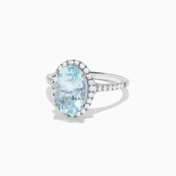 Effy Jewelry Aquarius 14K White Gold Aquamarine and Diamond Ring, 3.45 TCW | Rings