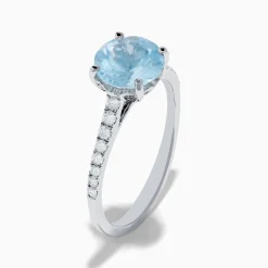 Effy Jewelry Aquarius 14K White Gold Aquamarine and Diamond Ring | Rings