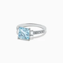 Effy Jewelry Aquarius 14K White Gold Diamond and Aquamarine Ring | Rings