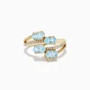 Effy Jewelry Aquarius 14K Yellow Gold Aquamarine and Diamond Bypass Ring | Rings