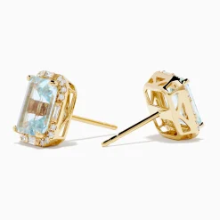 Effy Jewelry Aquarius 14K Yellow Gold Aquamarine and Diamond Earrings | Earrings