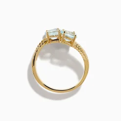 Effy Jewelry Aquarius 14K Yellow Gold Aquamarine and Diamond Bypass Ring | Rings
