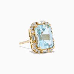 Effy Jewelry Aquarius 14K Yellow Gold Aquamarine and Diamond Earrings | Earrings
