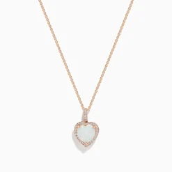 Effy Jewelry Aurora 14K Rose Gold Diamond and Heart Opal Pendant | Necklaces & Pendants