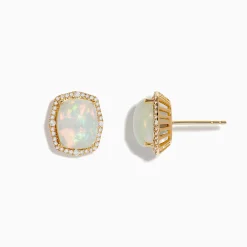 Effy Jewelry Aurora 14K Yellow Gold Diamond and Opal Stud Earrings | Earrings