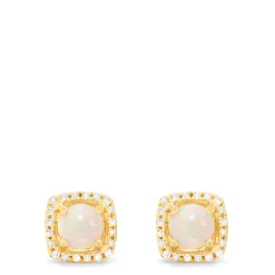 Effy Jewelry Aurora 14K Yellow Gold Opal and Diamond Stud Earrings, 0.92 TCW | Earrings