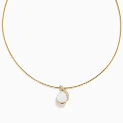Effy Jewelry Aurora 14K Yellow Gold Opal and Diamond Snake Chain | Necklaces & Pendants
