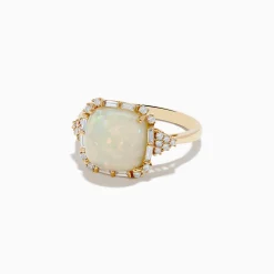 Effy Jewelry Aurora 14K Yellow Gold Opal and Diamond Ring | Rings