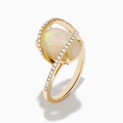 Effy Jewelry Aurora 14K Yellow Gold Opal and Diamond Ring | Rings