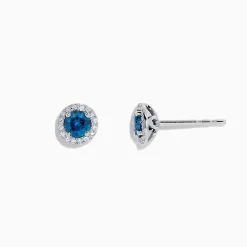 BH Multi Bella Bleu 14K Gold Blue and White Diamond Stud Earrings, 0.71 TCW | Earrings