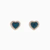 Effy Jewelry Bella Bleu 14K Rose Gold Blue and White Diamond Heart Earrings | Earrings