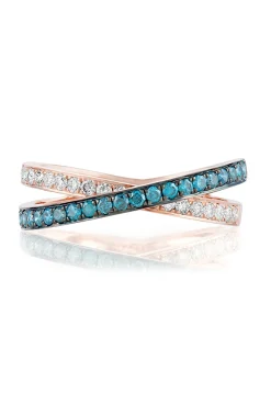 Effy Jewelry Bella Bleu 14K Rose Gold Blue u0026 White Diamond Crossover Ring, 0.57 TCW | Rings