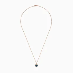 Effy Jewelry Bella Bleu 14K Rose Gold Blue and White Diamond Heart Pendant | Necklaces & Pendants