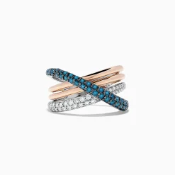 BH Multi Bella Bleu 14K Two Tone Gold Blue and White Diamond Ring, 0.79 TCW | Rings
