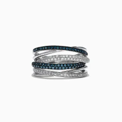 Effy Jewelry Bella Bleu 14K White Gold Blue and White Diamond Ring, 0.56 TCW | Rings