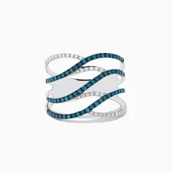 Effy Jewelry Bella Bleu 14K White Gold Blue and White Diamond Ring, 0.47 TCW | Rings