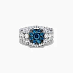 BH Multi Bella Bleu 14K White Gold Blue and White Diamond Ring, 2.16 TCW | Rings