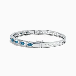 BH Multi Bella Bleu 14K White Gold Blue and White Diamond Bangle, 1.27 TCW | Bracelets