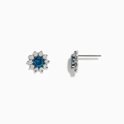 Effy Jewelry Bella Bleu 14K White Gold Blue and White Diamond Earrings 1.20 TCW | Earrings