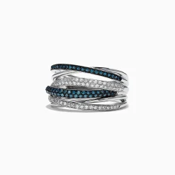 Effy Jewelry Bella Bleu 14K White Gold Blue and White Diamond Ring, 0.56 TCW | Rings