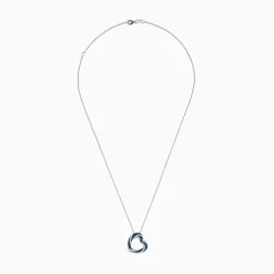 Effy Jewelry Bella Bleu 14K White Gold Blue and White Diamond Heart Pendant | Necklaces & Pendants