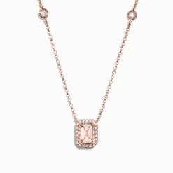 Effy Jewelry Blush 14K Rose Gold Morganite and Diamond Necklace, 1.16 TCW | Necklaces & Pendants