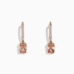 BH Multi Blush 14K Rose Gold Morganite and Diamond Earrings, 1.49 TCW | Earrings