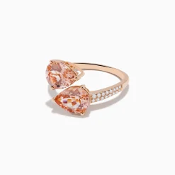 Effy Jewelry Blush 14K Rose Gold Morganite and Diamond Bypass Ring | Rings
