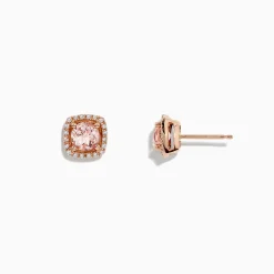 BH Multi Blush 14K Rose Gold Morganite and Diamond Stud Earrings, 1.12 TCW | Earrings