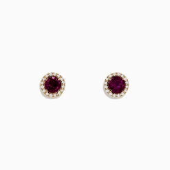 BH Multi Bordeaux 14K Gold Rhodolite Garnet and Diamond Earrings, 1.22 TCW | Earrings