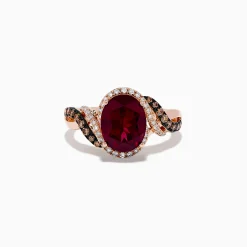 BH Multi Bordeaux 14K Rose Gold Rhodolite Garnet, Espresso and White Diamond Ring | Rings