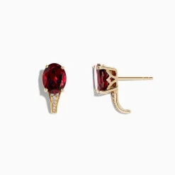 BH Multi Bordeaux 14K Yellow Gold Garnet and Diamond Earrings, 4.77 TCW | Earrings