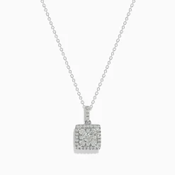 Effy Jewelry Bouquet 14K White Gold Square Diamond Cluster Pendant 0.74 TCW | Necklaces & Pendants