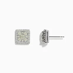 Effy Jewelry Bouquet 14K White Gold Square Diamond Cluster Stud Earrings 0.97 TCW | Earrings