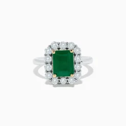 Effy Jewelry Brasilica 14K Two-Tone Gold Emerald and Diamond Ring | Rings
