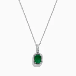 Effy Jewelry Brasilica 14K White Gold Emerald and Diamond Pendant, 1.55 TCW | Necklaces & Pendants