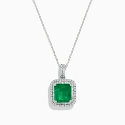 Effy Jewelry Brasilica 14K White Gold Emerald and Diamond Pendant | Necklaces & Pendants