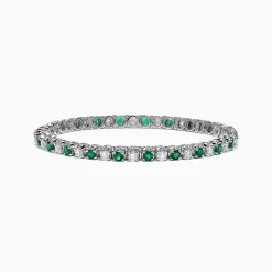 Effy Jewelry Brasilica 14K White Gold Emerald and Diamond Tennis Bracelet, 4.78 TCW | Bracelets