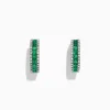 Effy Jewelry Brasilica 14K White Gold Emerald and Diamond Hoop Earrings, 2.04 TCW | Earrings