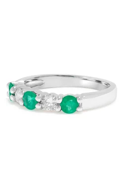 Effy Jewelry Brasilica 14K White Gold Emerald and Diamond Ring, 0.95 TCW | Rings